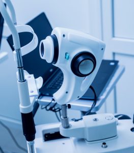 The ophtalmology medical equipment. Eyes examination. Modern device in clinic.